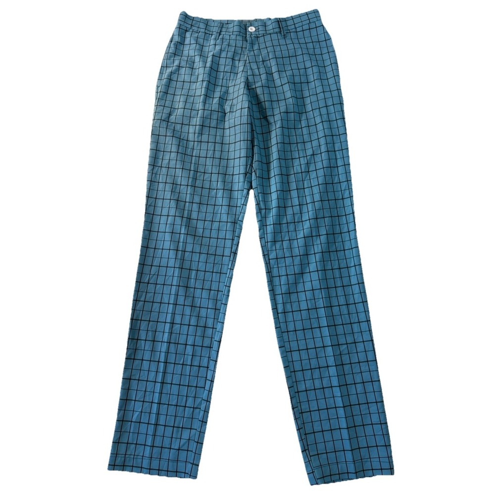 Lesmart Golf Standard Fit Blue Check Khakis Pants Men's Size 30 Polyester